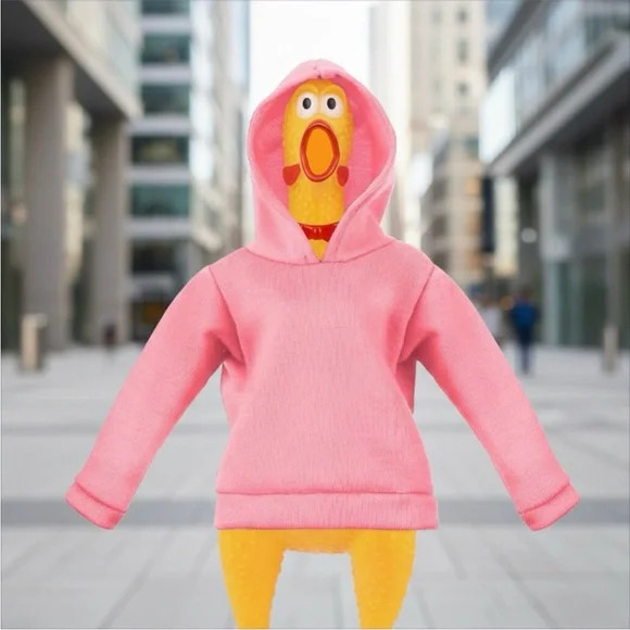 Gray Hoodie for Rubber Chicken Toy / Doll Hoodie - Picture 7 of 12